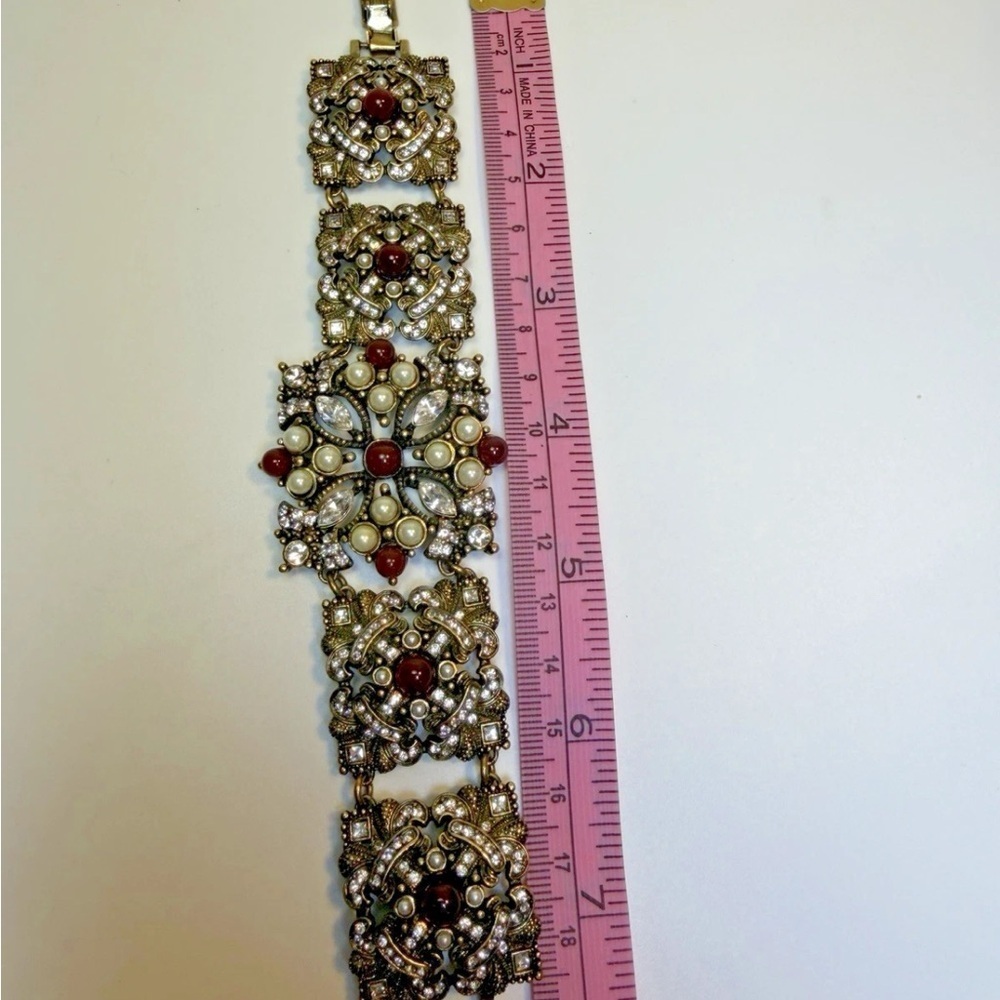 Heidi Daus Unique White, Gold, and Red Women's Bracelet Size 7.5